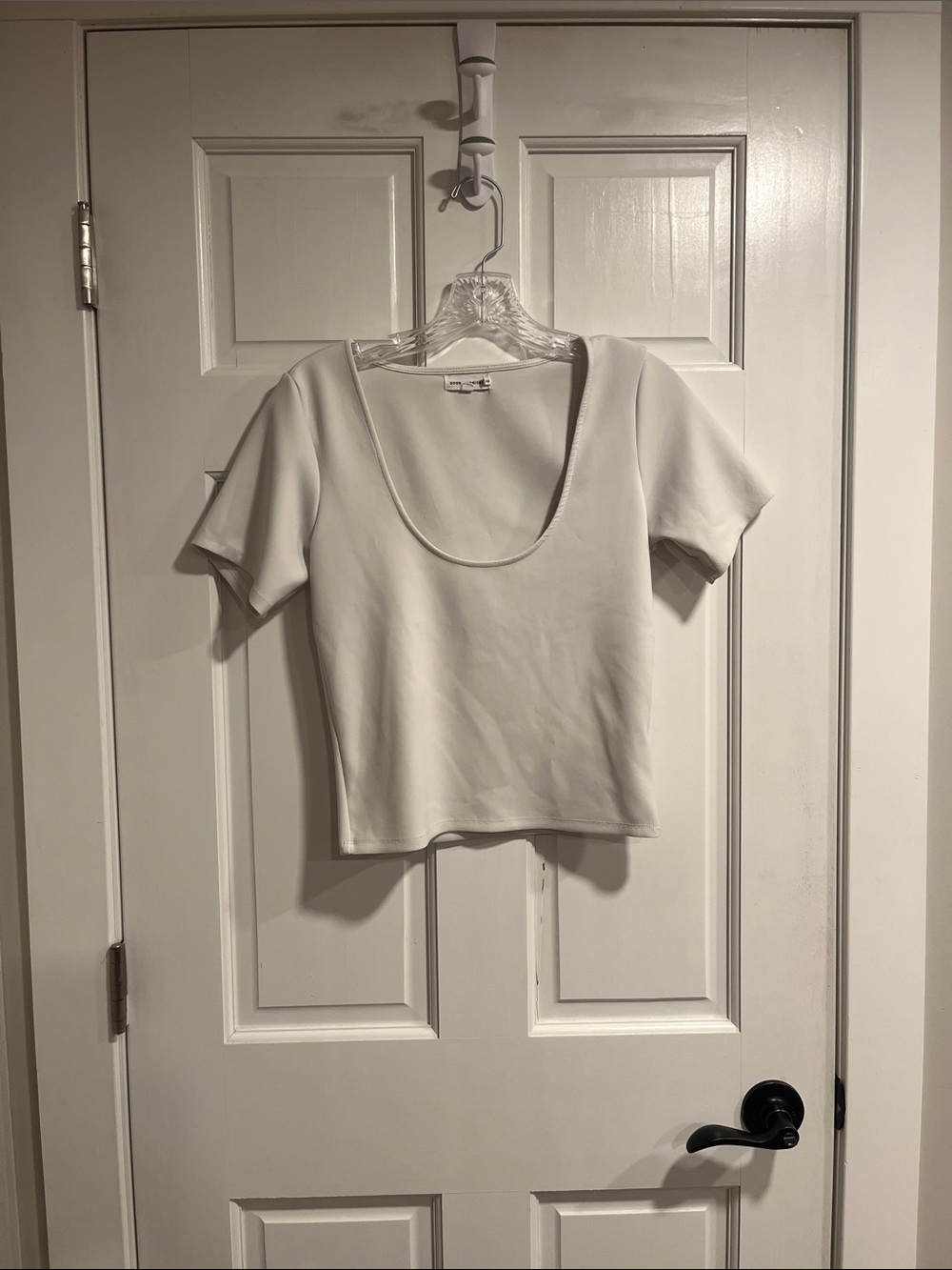 Good American Scuba Scoop Neck Cropped Top in White Size 2